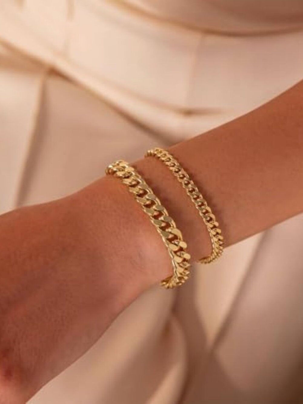 Gold Bracelets for Women Chunky 14K Gold/Silver Plated Bracelet